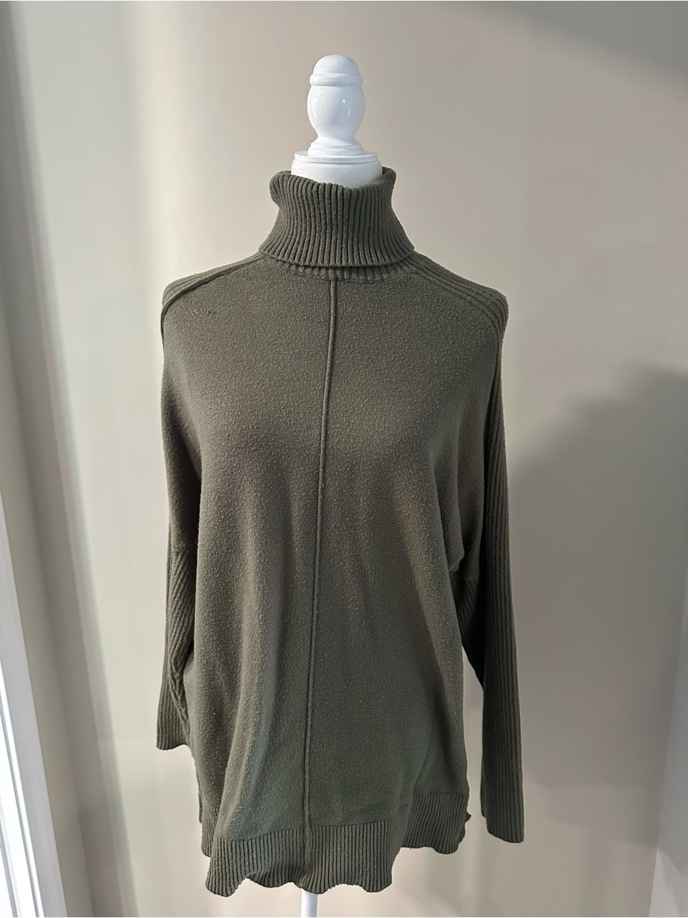 Time and Tru Olive Ribbed Turtleneck Sweater